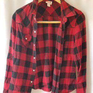 Mossimo Red and Black Plaid Top